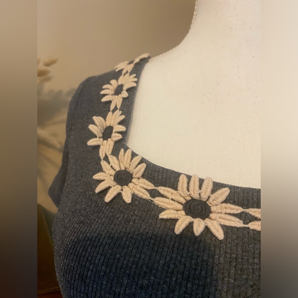 Vintage 90’s y2k ribbed floral mini dress - Picture 4 of 6